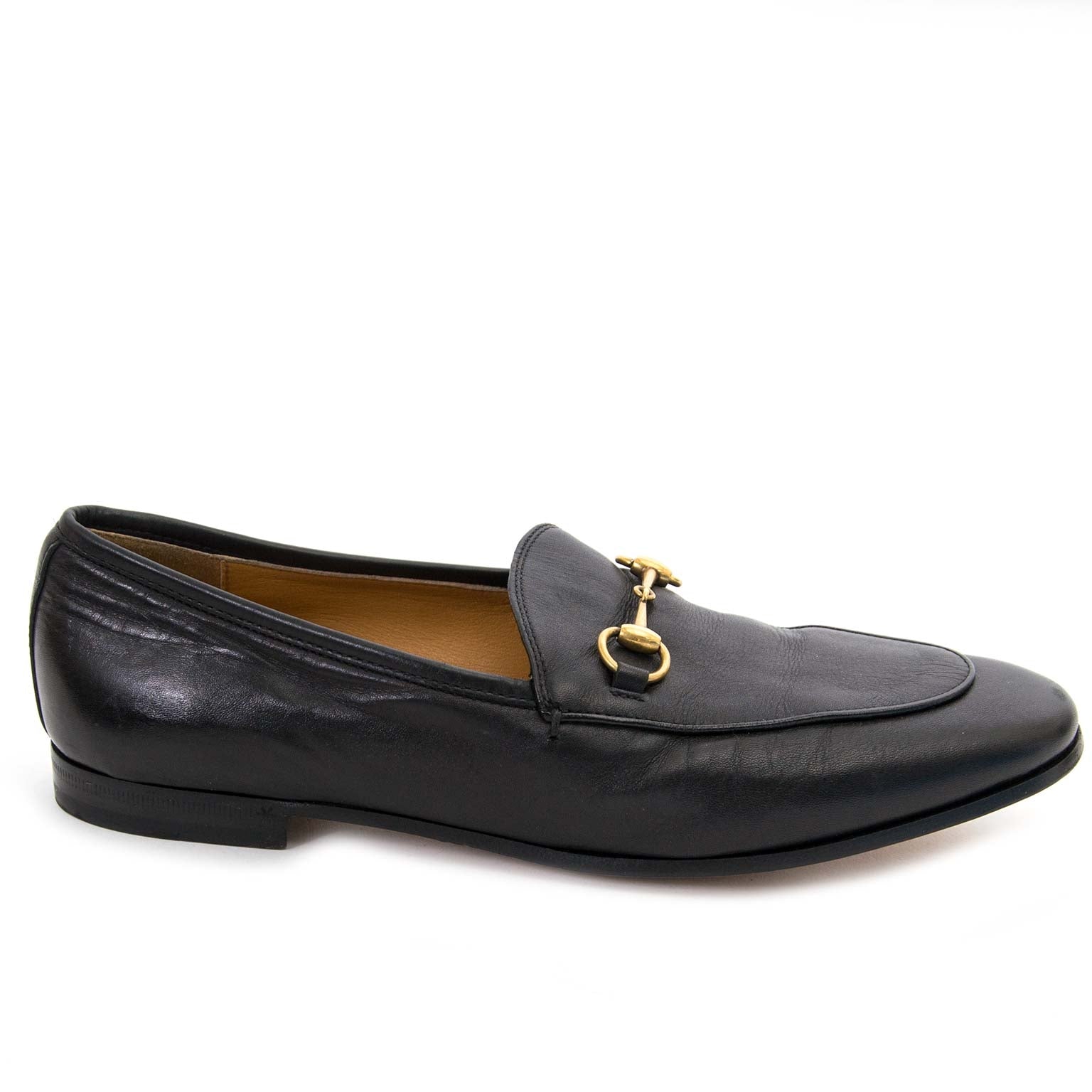 Gucci Black Jordaan Leather Loafer - Size 39 for sale at Labellov secondhand luxury in Antwerp