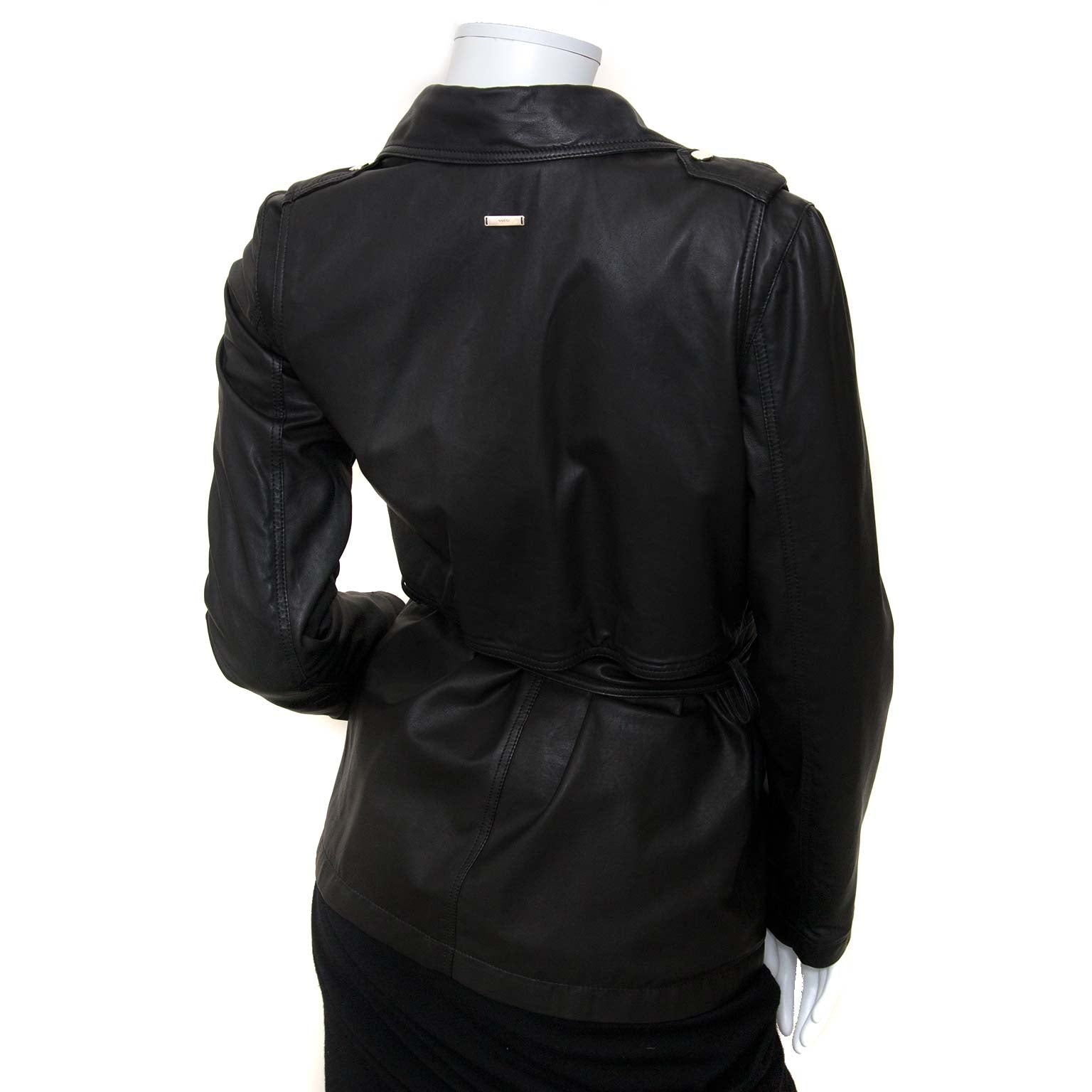 gucci black leather jacket now for sale at labellov vintage fashion webshop belgium