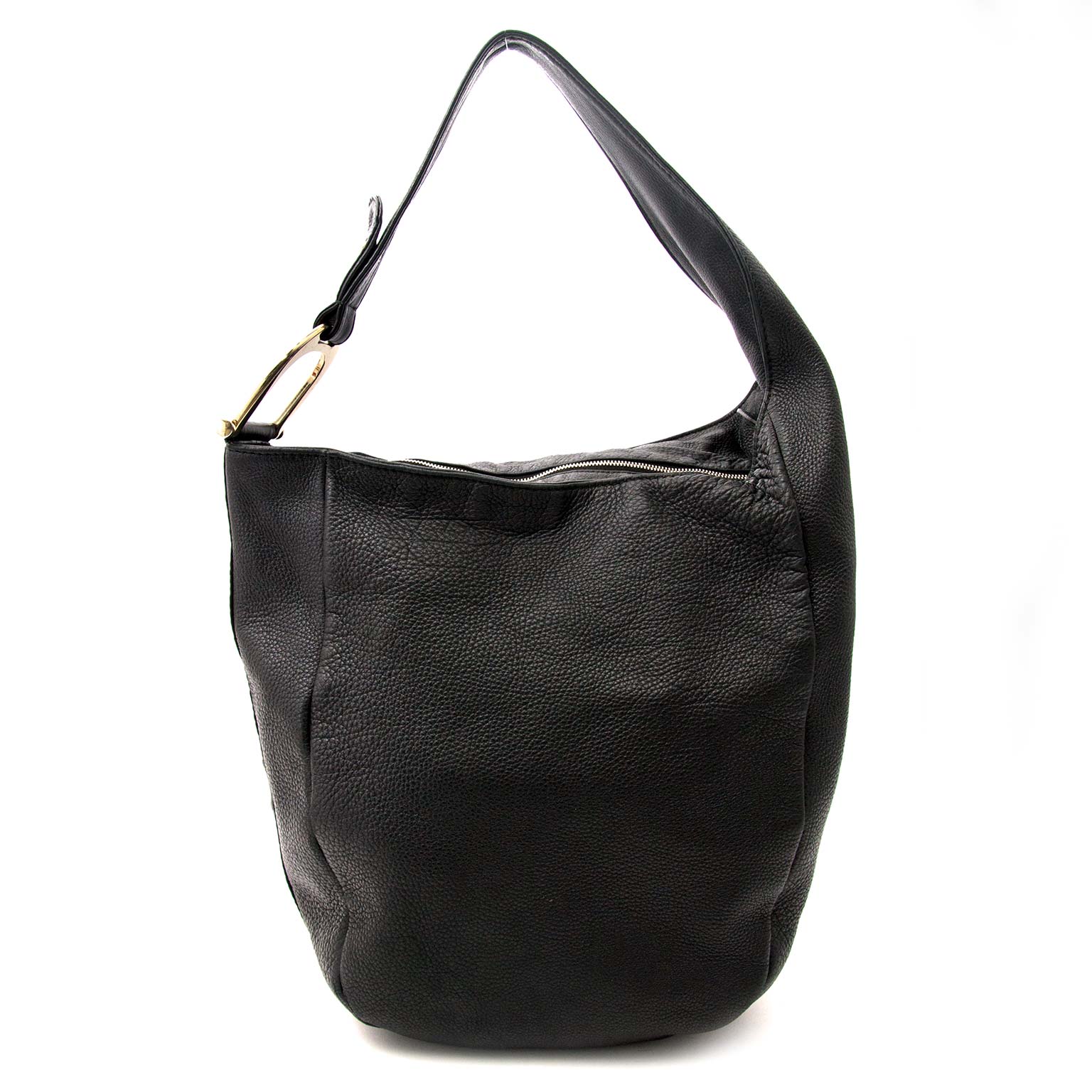 koop veilig online aan de beste prijs Gucci Black Leather Medium Greenwich Shoulder Bag Grey