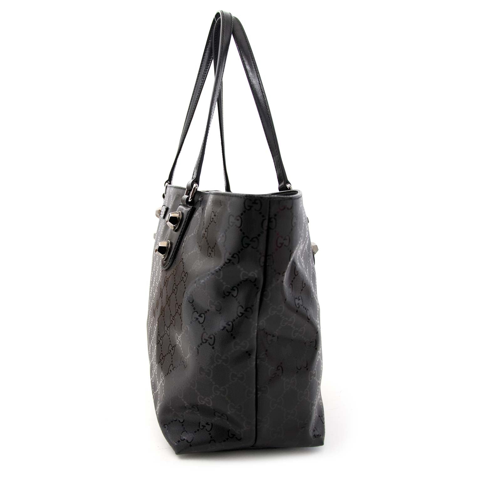 acheter en ligne seconde main Gucci Black Coated Shopper Monogram