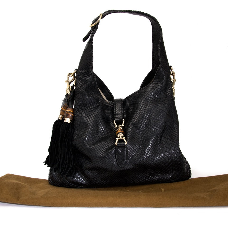 acheter en ligne pour le meilleur prix sac a main Gucci Jacky Black Python