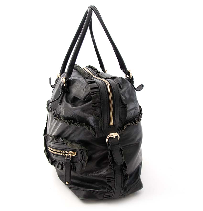 no waiting get your Gucci Black Leather Sabrina Medium Boston Bag online