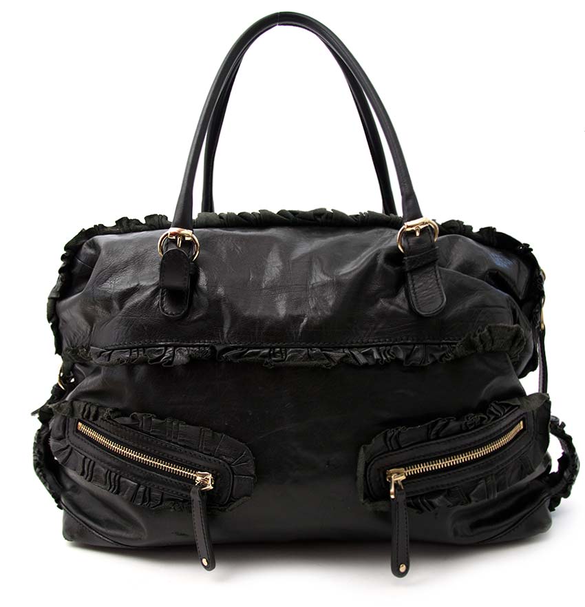 acheter en ligne pour le meilleur prix Gucci Black Leather Sabrina Medium Boston Bag