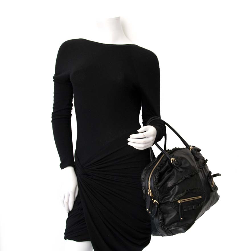 shop safe online at the best price Gucci Black Leather Sabrina Medium Boston Bag