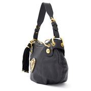 Authentieke Gucci zarte Babyushka met gouden hartje voor de juiste prijs bij LabelLOV vintage webshop. Gucci Black Babushka shoulder bag with golden heart. Veilig online winkelen. Luxe, vintage, mode. Antwerpen, België.