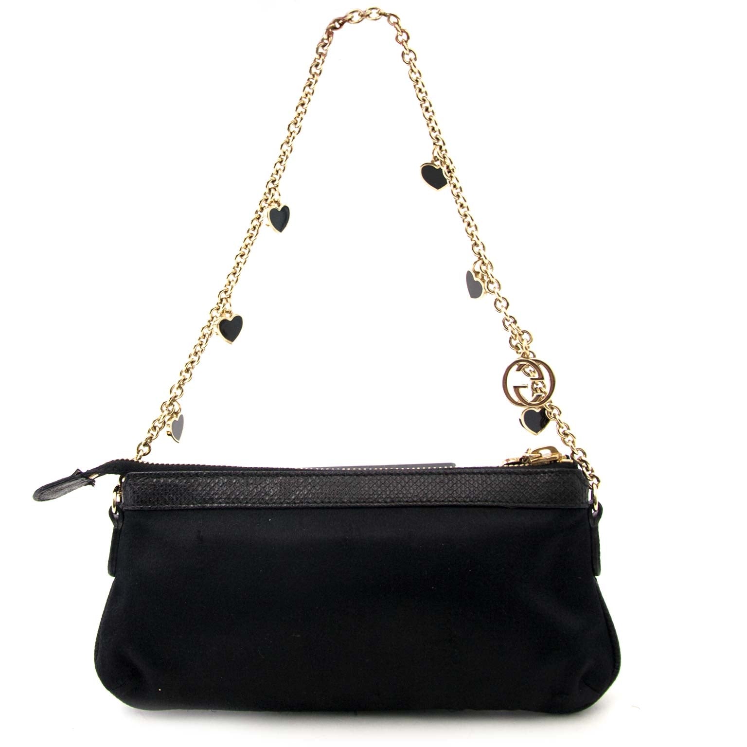 Gucci Black Gold Chain Hearts Mini Bag Buy authentic designer Gucci secondhand bags at Labellov at the best price. Safe and secure shopping. Koop tweedehands authentieke Gucci tassen bij designer webwinkel labellov.