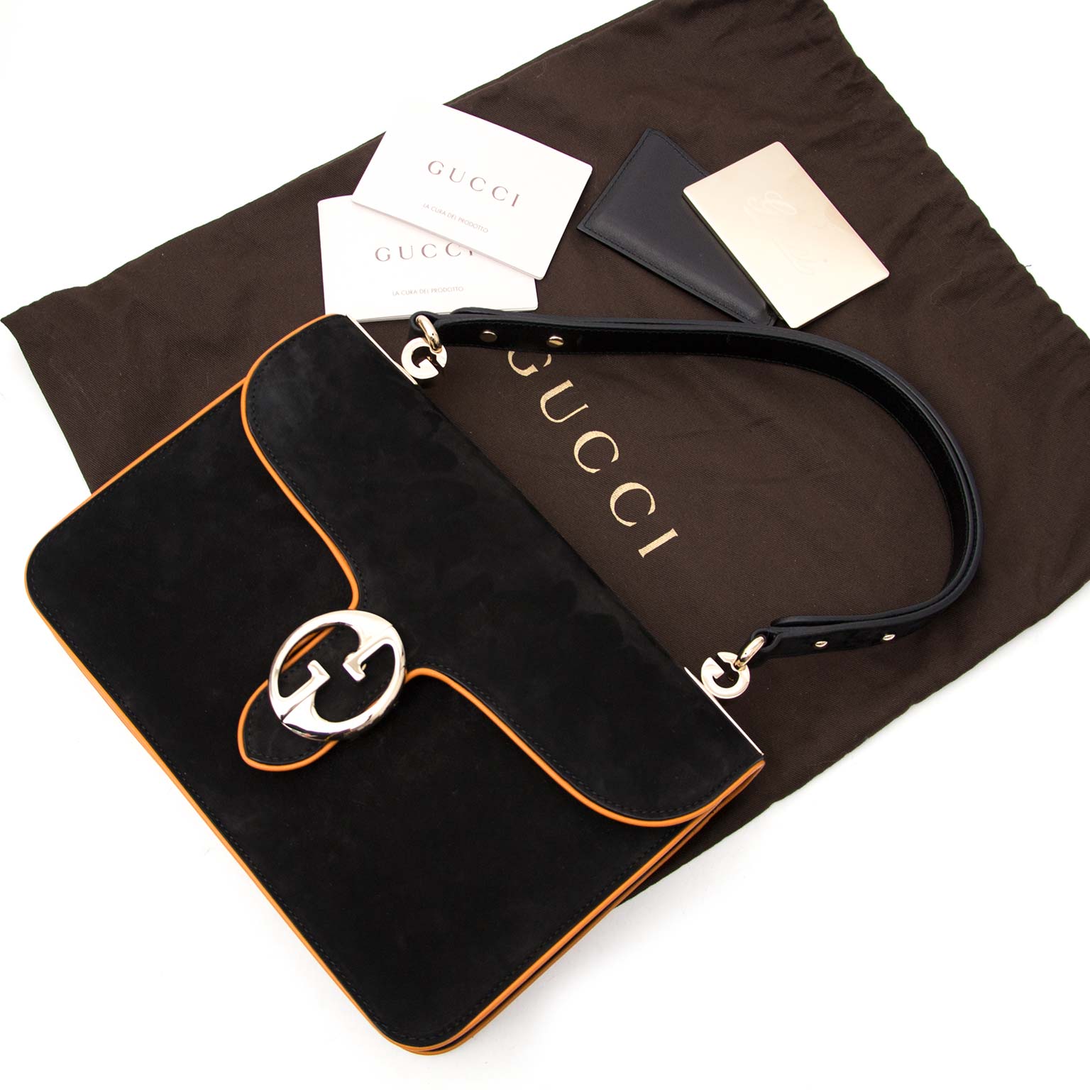 Gucci '1973' Nubuck Leather Flap Bag