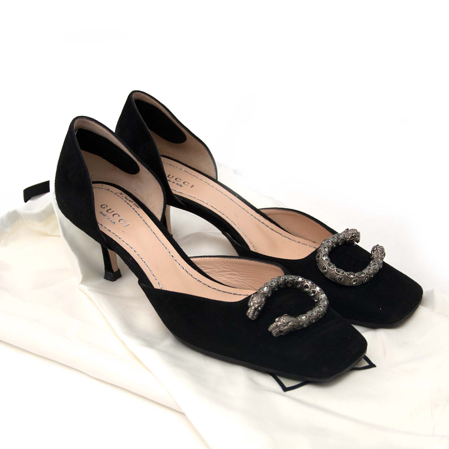 Gucci Black Dionysus Kitten Heel Pumps Suede Size 39 koop veilig online tegen de beste prijs