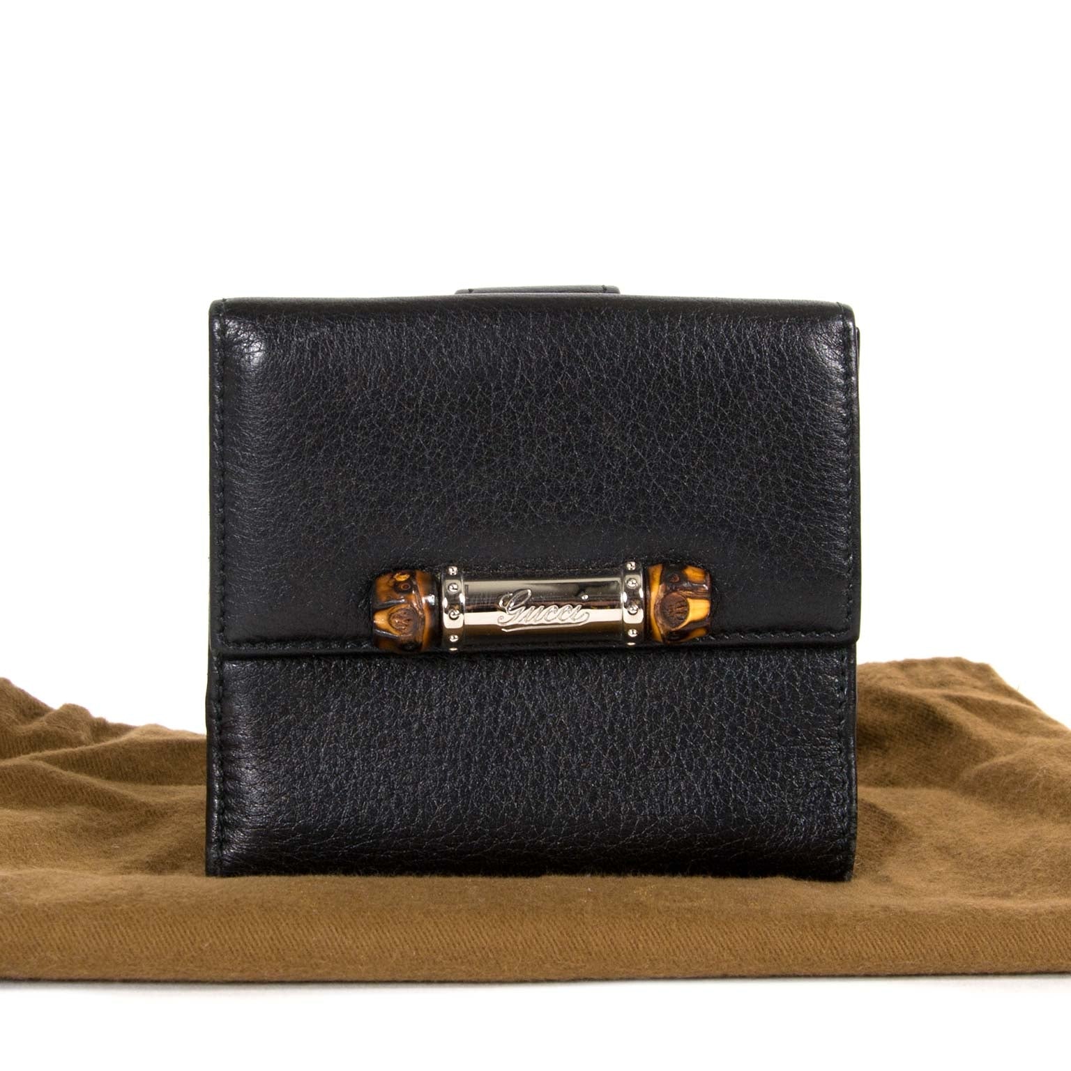 koop Gucci Black Bamboo Bi-Fold Wallet bij labellov aan de beste prijs