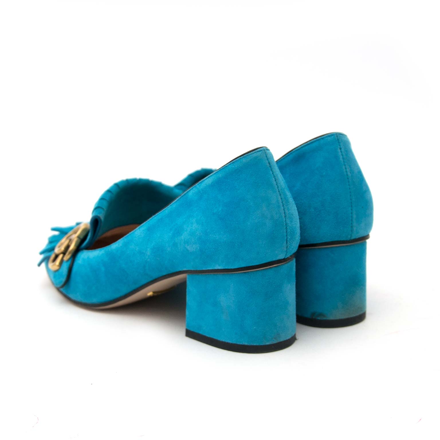 acheter en ligne pour le meilleur prix Gucci Cyan Suède Mid Heel Pumps - Size 36,5