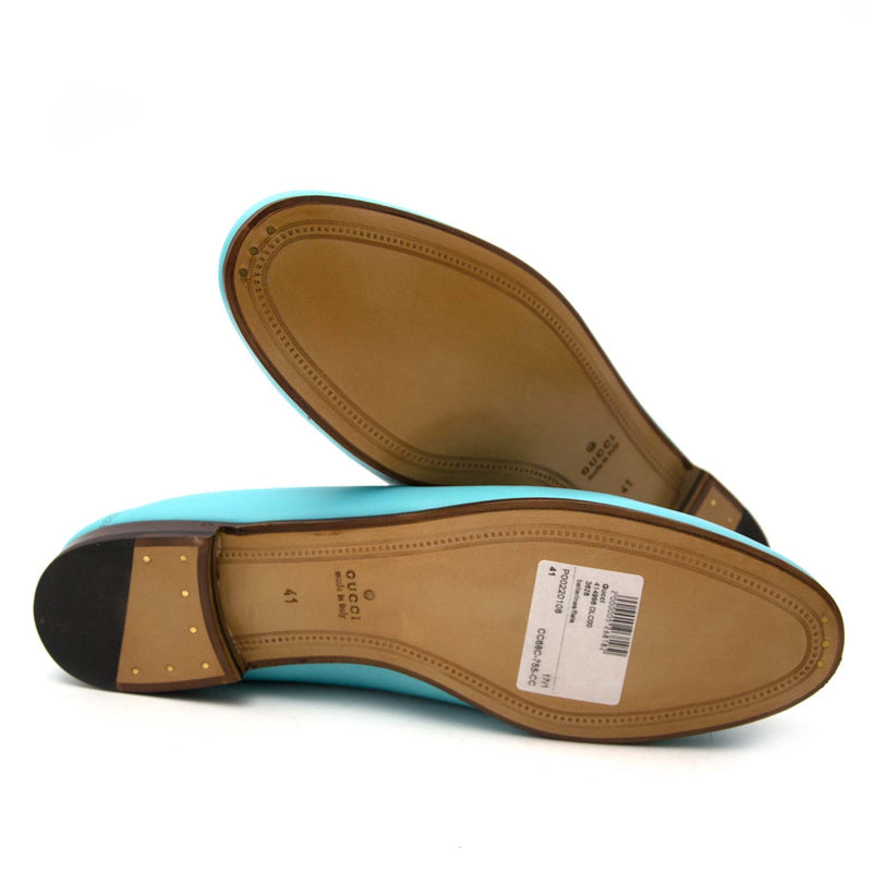 acheter en ligne seconde main *NEVER USED* Gucci Acquamarine Agnello Plongé Loafers - Size 41
