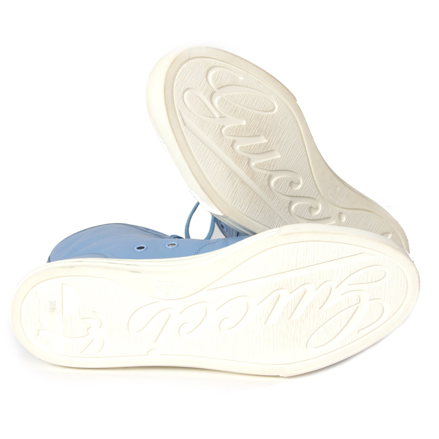 gucci high top baby blue sneakers now for sale at labellov vintage