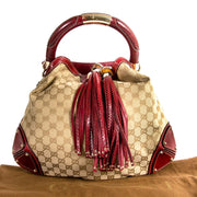 Gucci Limited Edition Monogram And Red Python Indy Bag now for sale at labellov vintage fashion webshop belgium