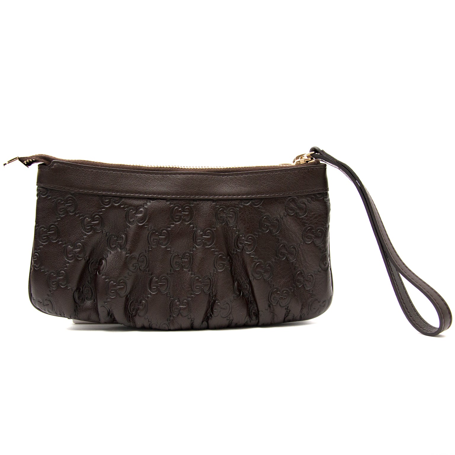 Gucci Monogram Embossed Brown Pochette