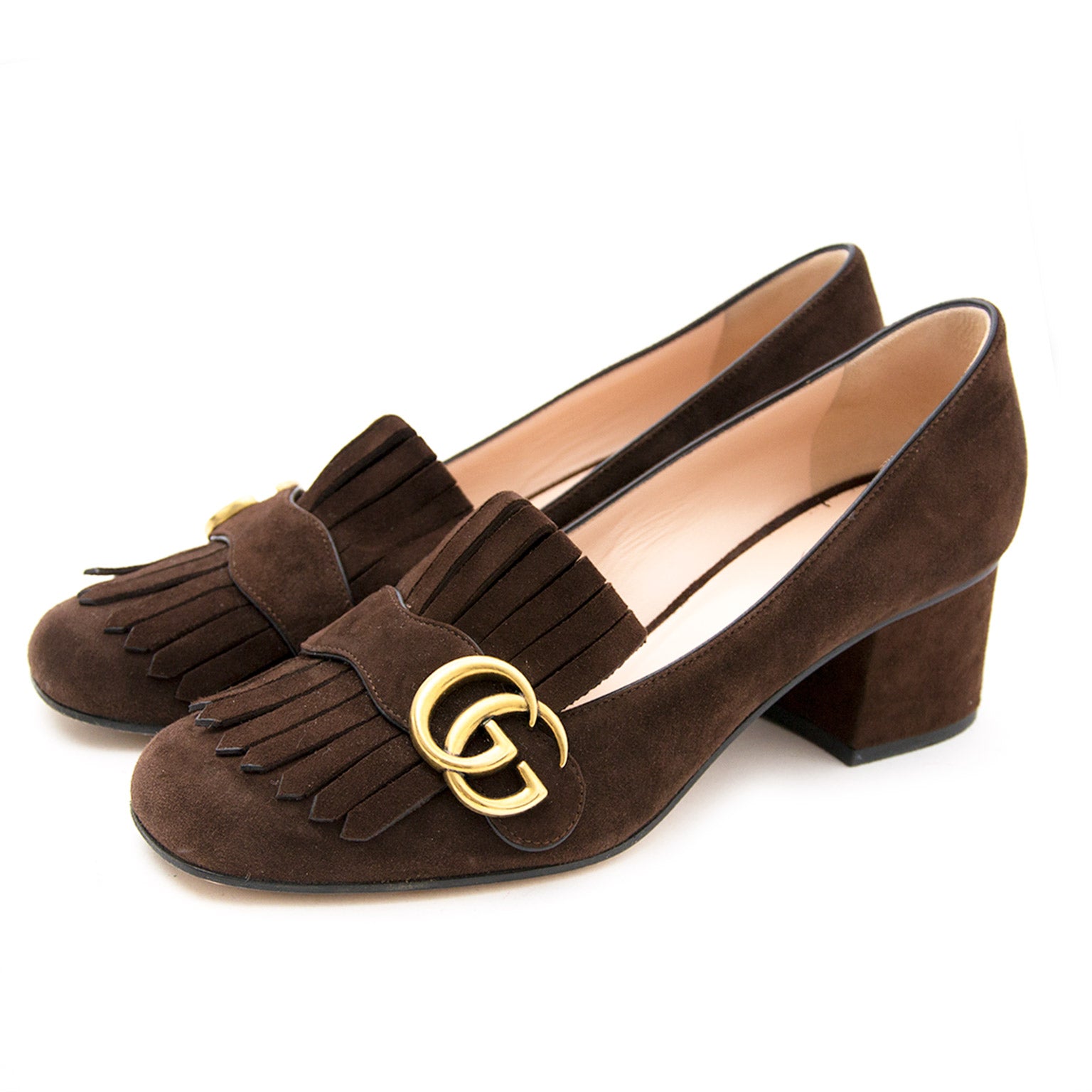 Koop uw authentieke Gucci Brown Suede Loafer Pumps aan de beste prijs van 2017