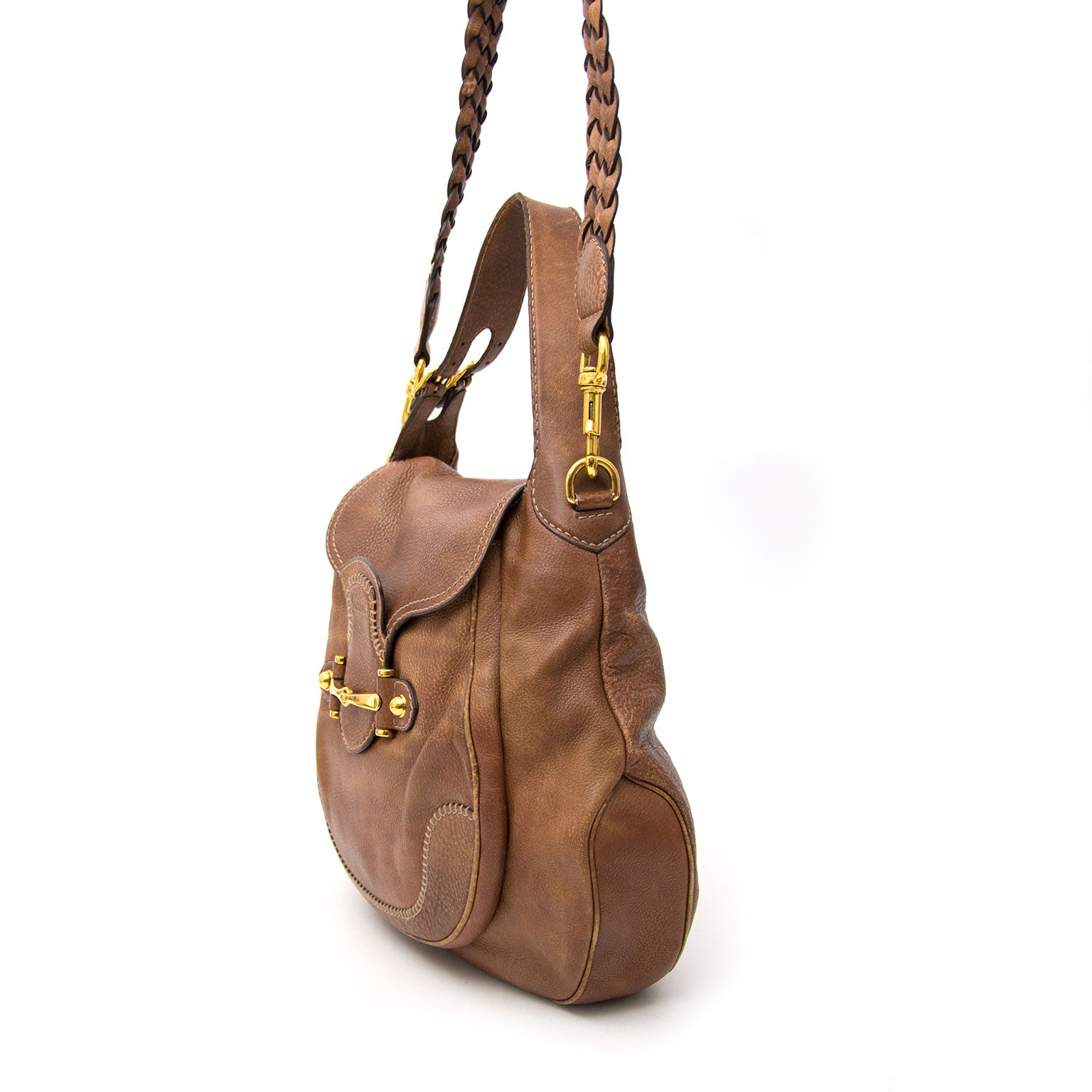 koop veilig online nt als nieuw Gucci Brown Horsebit Bag + Strap