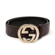 Bent u opzoek naar een Gucci Brown Gold Embossed Belt - Size:80?