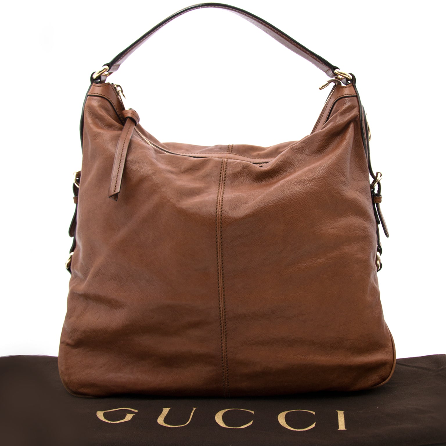 We buy and sell your secondhand designer handbags such as Gucci Brown Leather Shoulder Bag