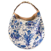 Gucci Blue Flora Canvas Wave Horsebit Hobo Bag now for sale at labellov vintage fashion webshop belgium