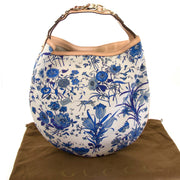 Gucci Blue Flora Canvas Wave Horsebit Hobo Bag now for sale at labellov vintage fashion webshop belgium