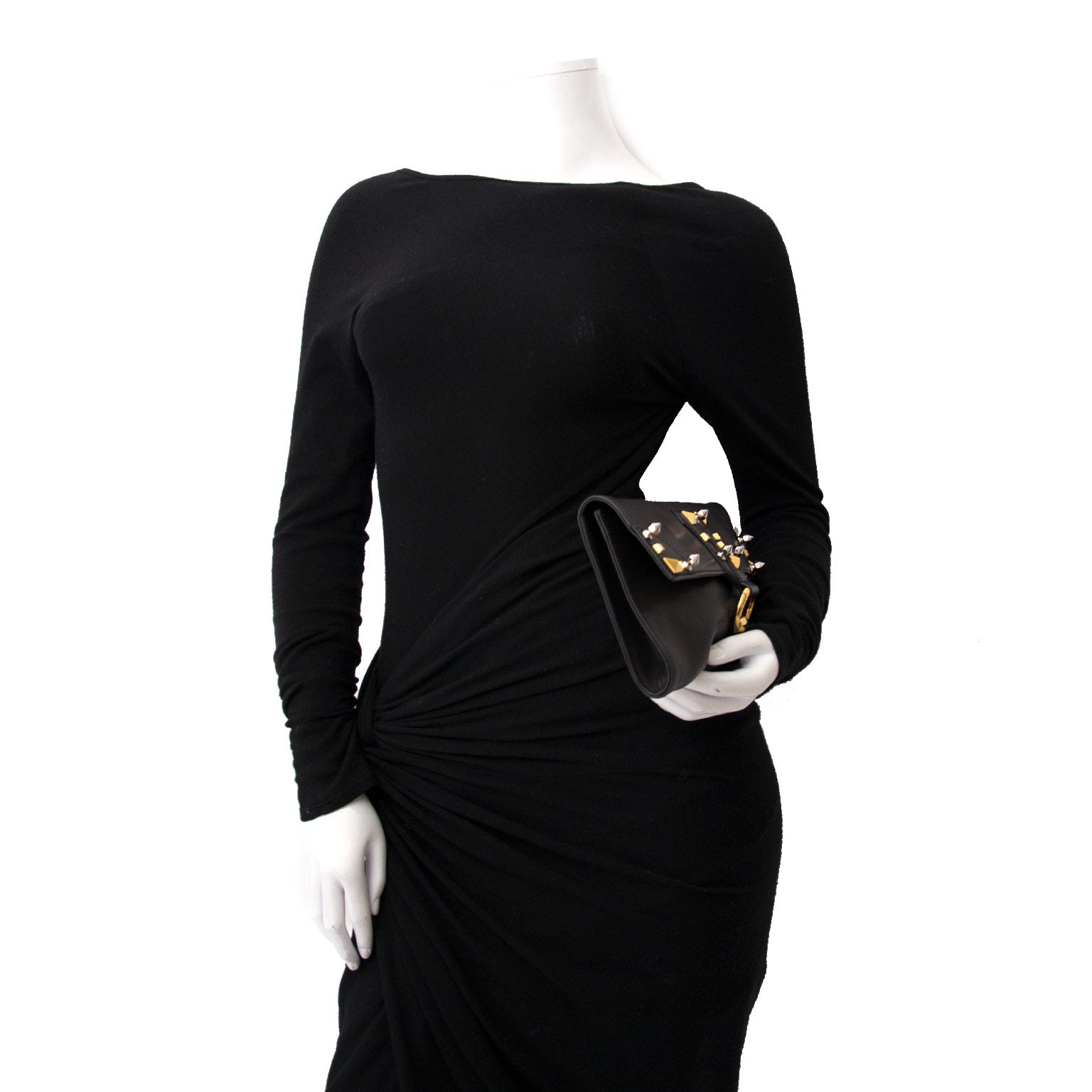 koop veilig net als nieuw Gucci Studded Fold Over Clutch