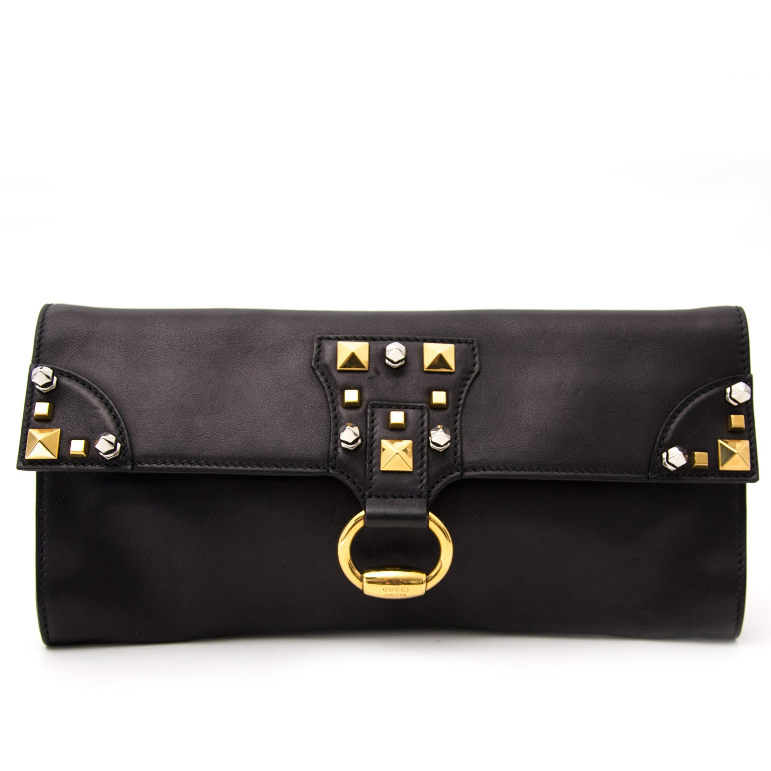acheter en ligne pour le meilleur prix Gucci Studded Fold Over Clutch