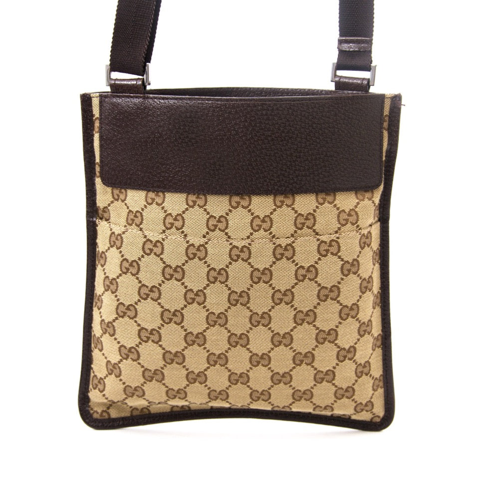 shop safe online at the best price your secondhand luxury Gucci Monogram Messenger Crossbody Web Bag