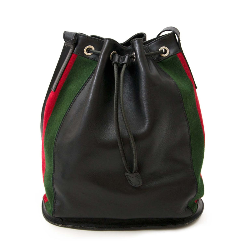 acheter en ligne seconde main Gucci Black Vintage Web Bucket Bag .