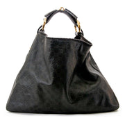 Gucci black leather monogram large horsebit hobo bag now for sale at labellov vintage fashion webshop belgium