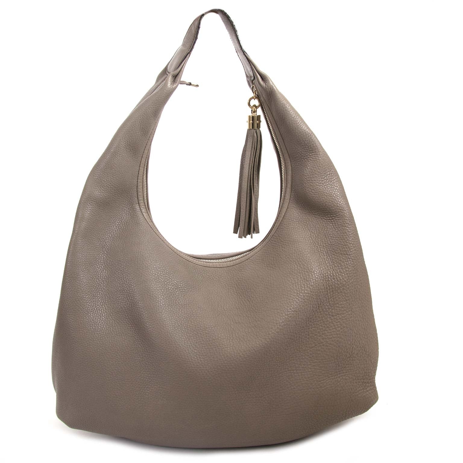 gucci pebbled grey soho hobo bag now for sale at labellov vintage fashion webshop belgium