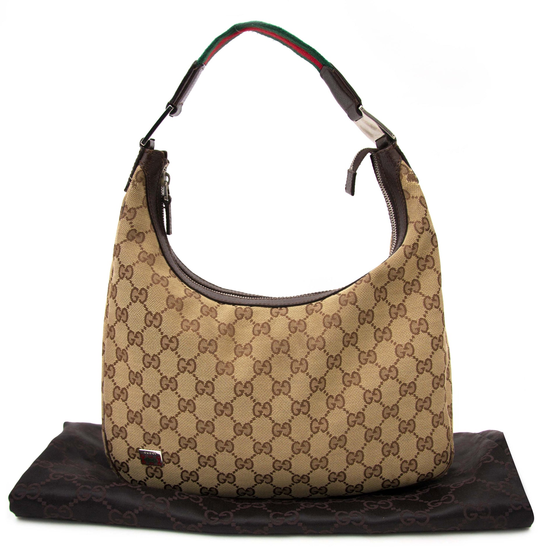 Looking for a secondhand Gucci Monogram Fabric Green Red Stripe Hobo Bag & Wallet?