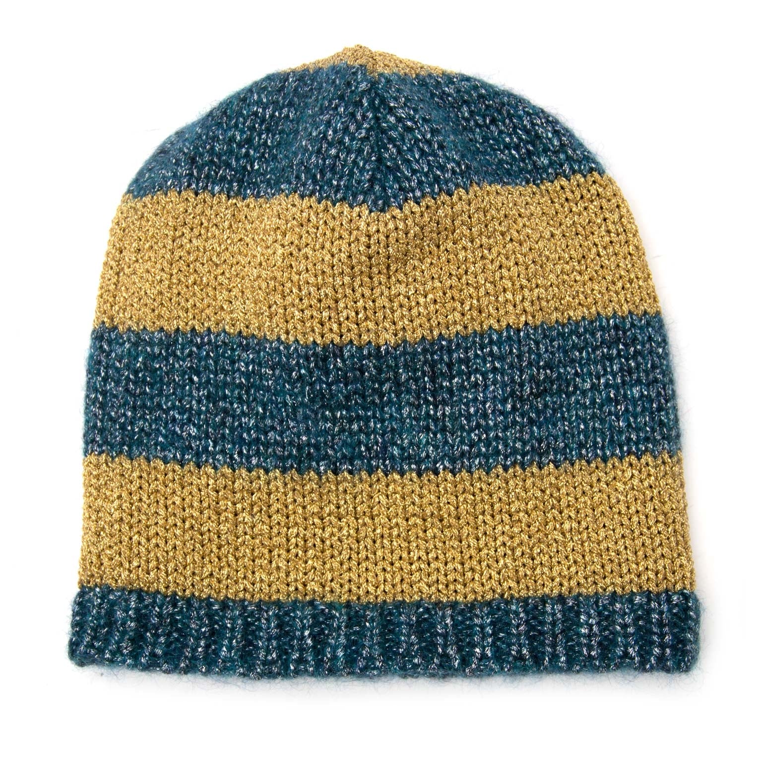 Gucci Green/Blue and Golden Metallic Beanie