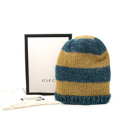 Gucci Green/Blue and Golden Metallic Beanie