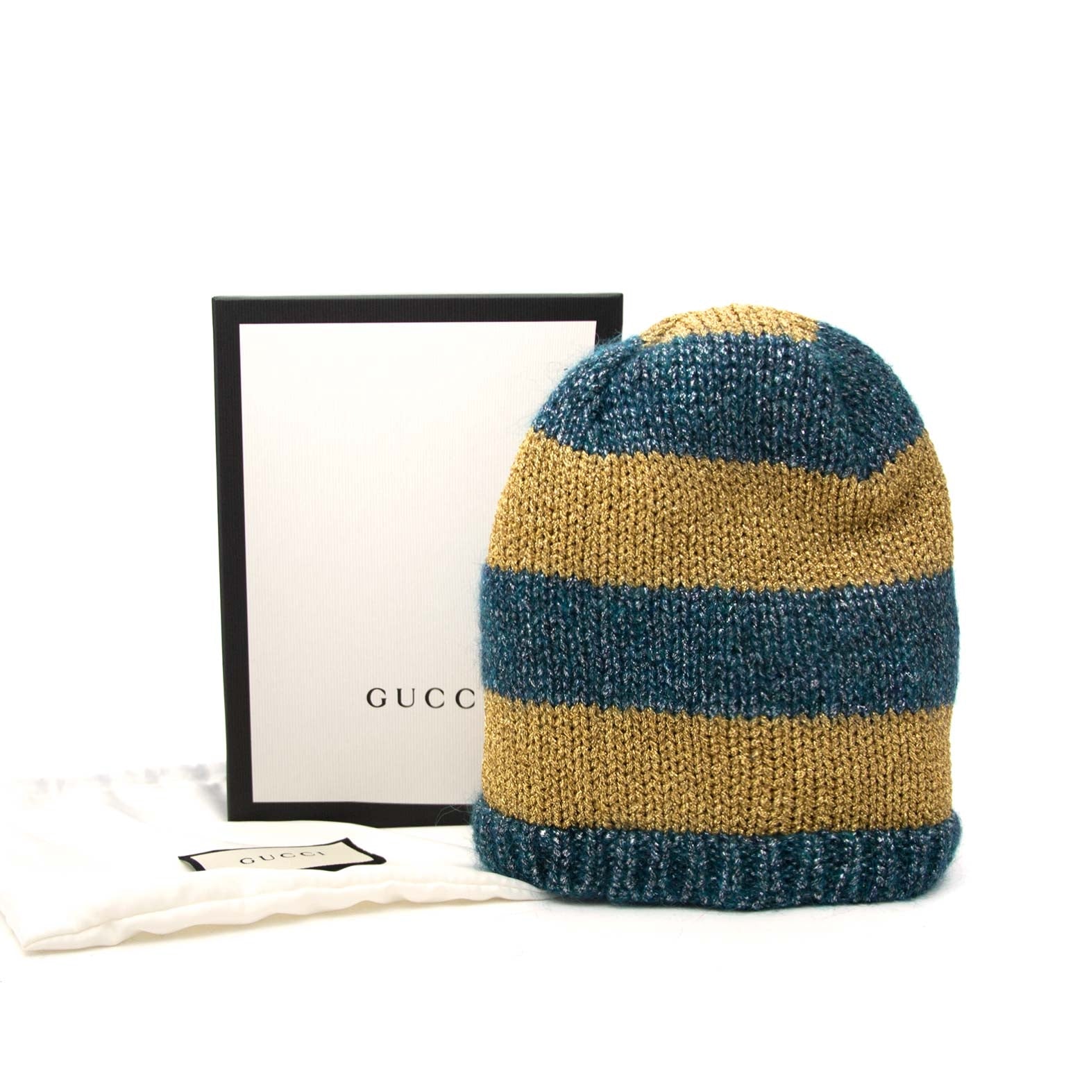 Gucci Green/Blue and Golden Metallic Beanie