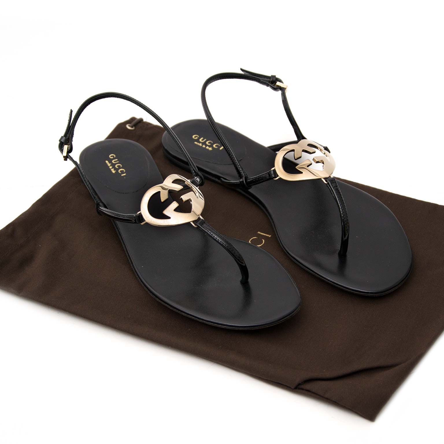 Gucci Black GG Heart Sandals acheter en ligne seconde main