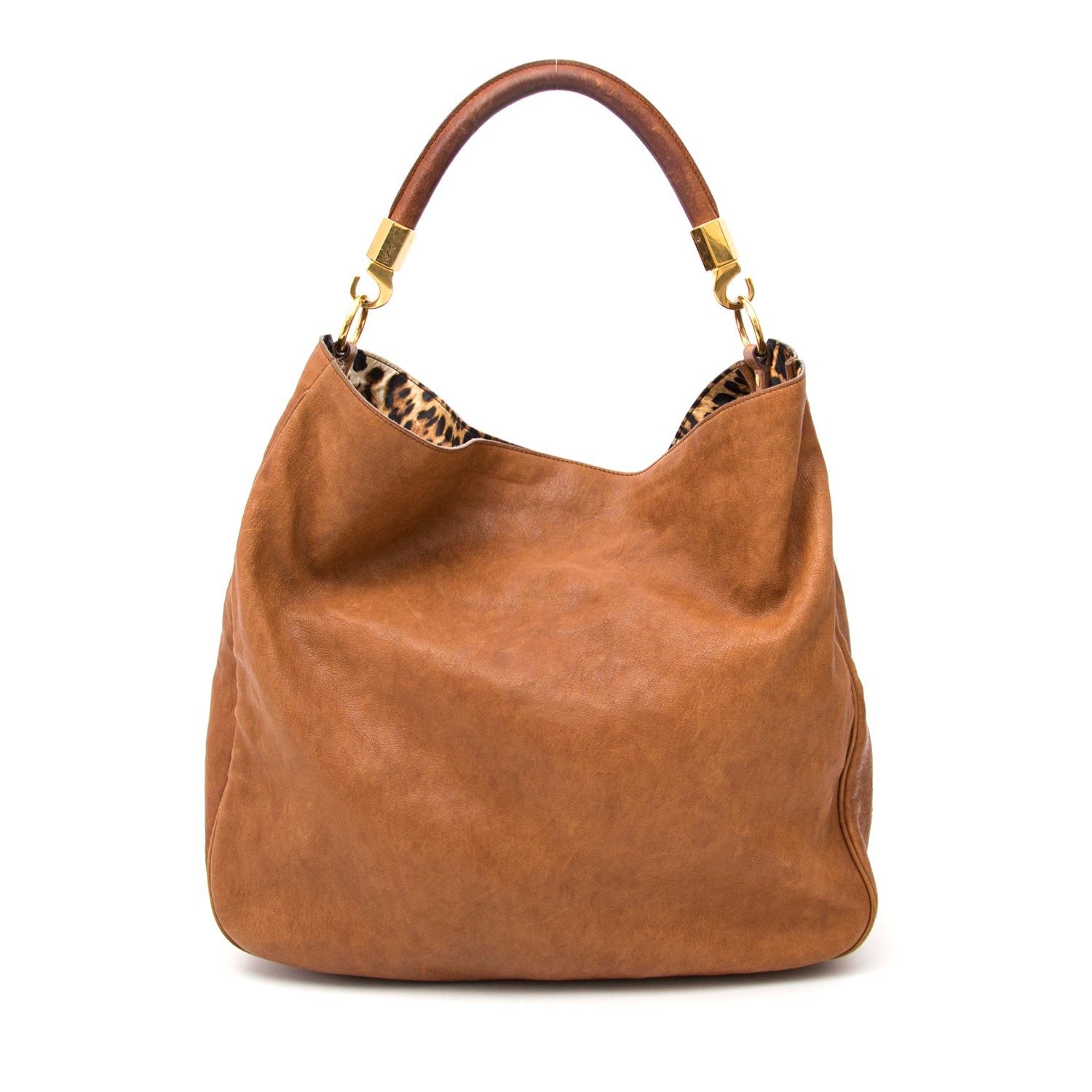 acheter en ligne comme neuf sac a main Yves Saint Laurent Roady Large Hobo in Cognac