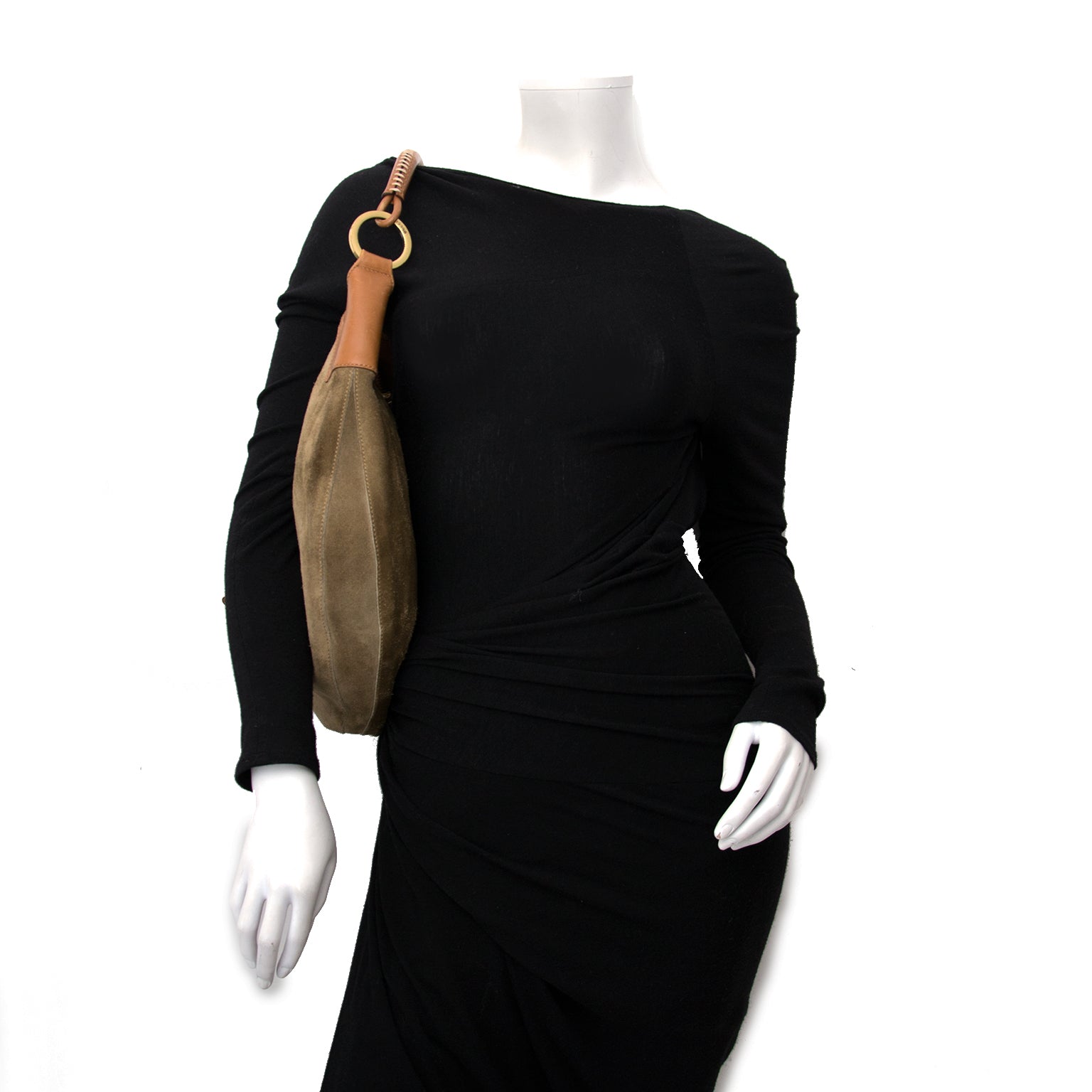 Buy an authentic secondhand Gucci Suede Khaki Topstitched Hobo at the right price
