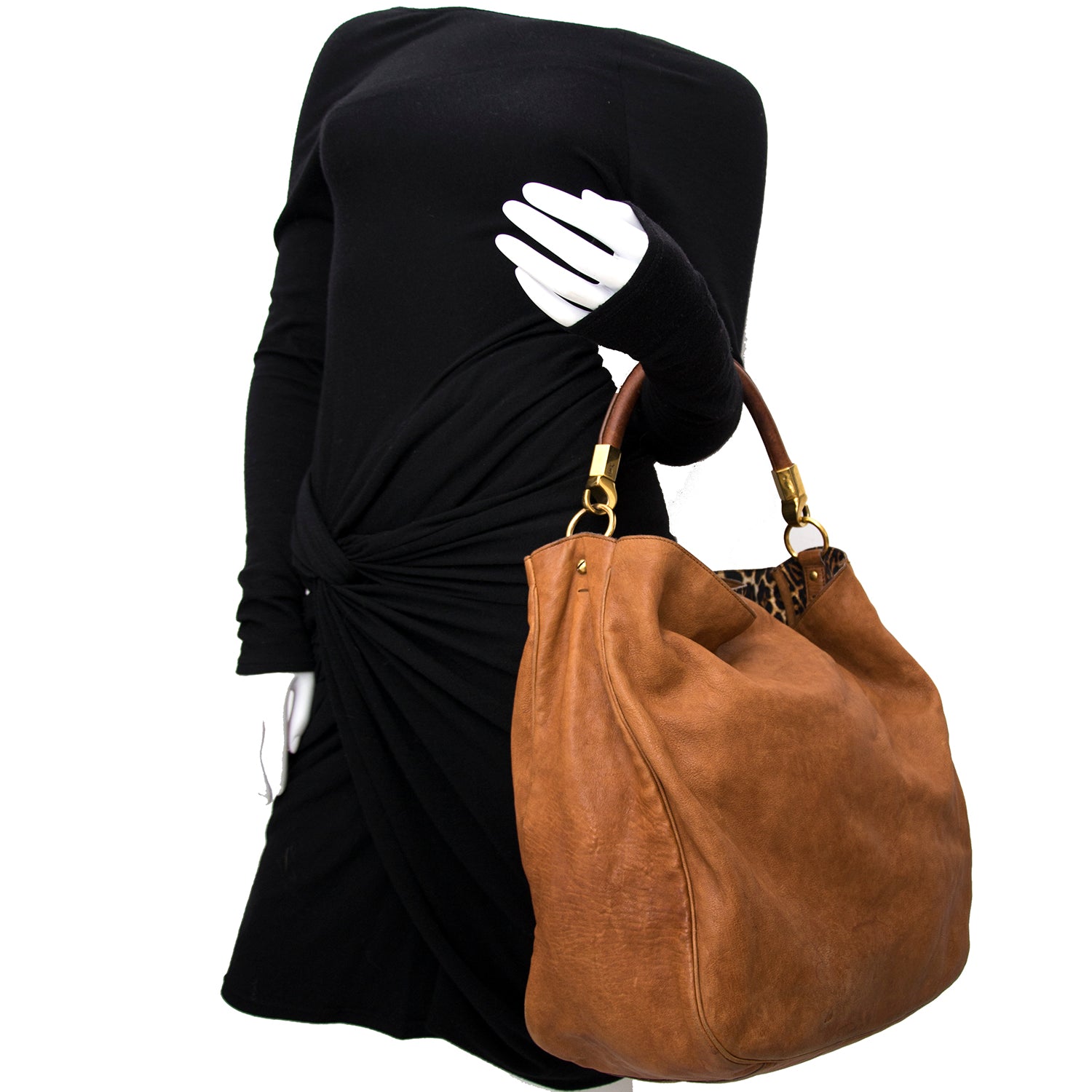shop your designer luxury Yves Saint Laurent Roady Large Hobo in Cognac online