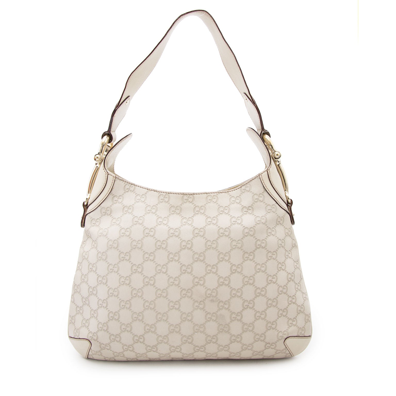Koop veilig online bij labellov.com tegen de beste prijs gucci creme kleurige horsebit schoudertas