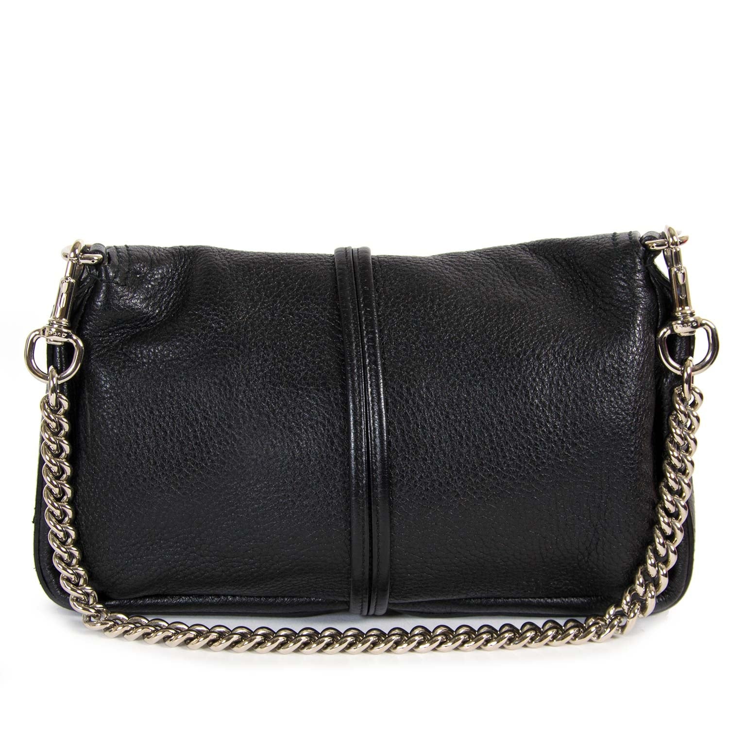 acheter en ligne seconde main Gucci Black Leather Bamboo Croisette Evening Bag
