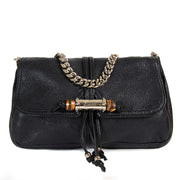 Gucci Black Leather Bamboo Croisette Evening Bag koop veilig online tegen de beste prijs Gucci Black Leather Bamboo Croisette Evening Bag