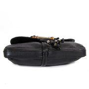 acheter en ligne seconde main Gucci Black Leather Bamboo Croisette Evening Bag