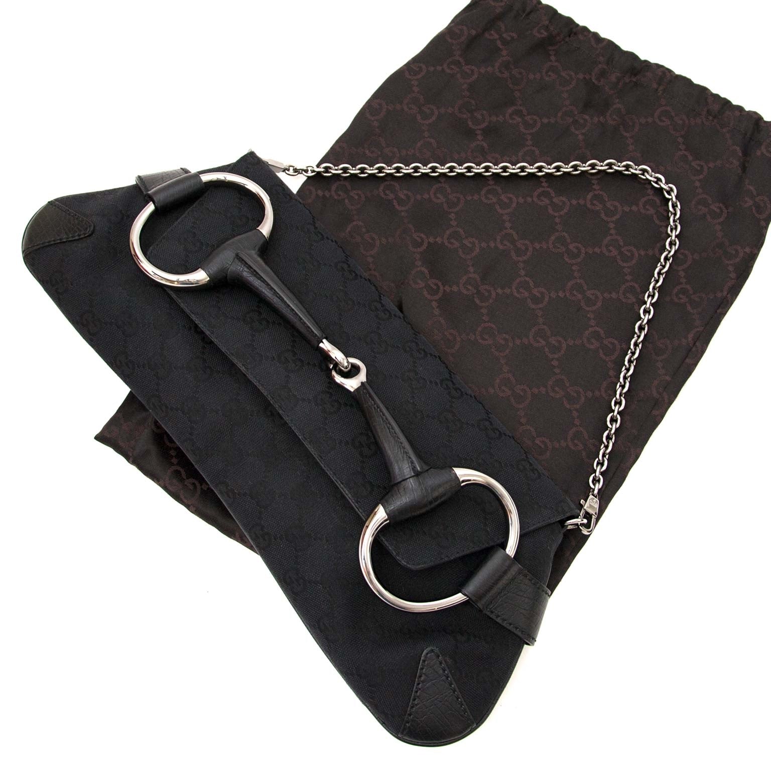 buy Gucci Black Monogram Horsebit Bag at labellov for the best price