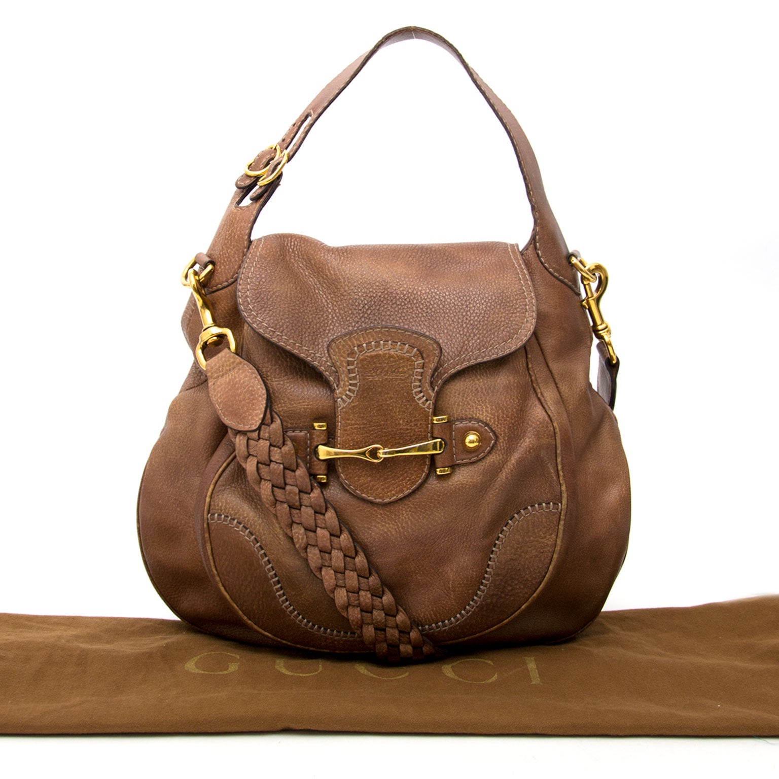 acheter en ligne pour le meilleur prix sac a main Gucci Brown Horsebit Bag + Strap