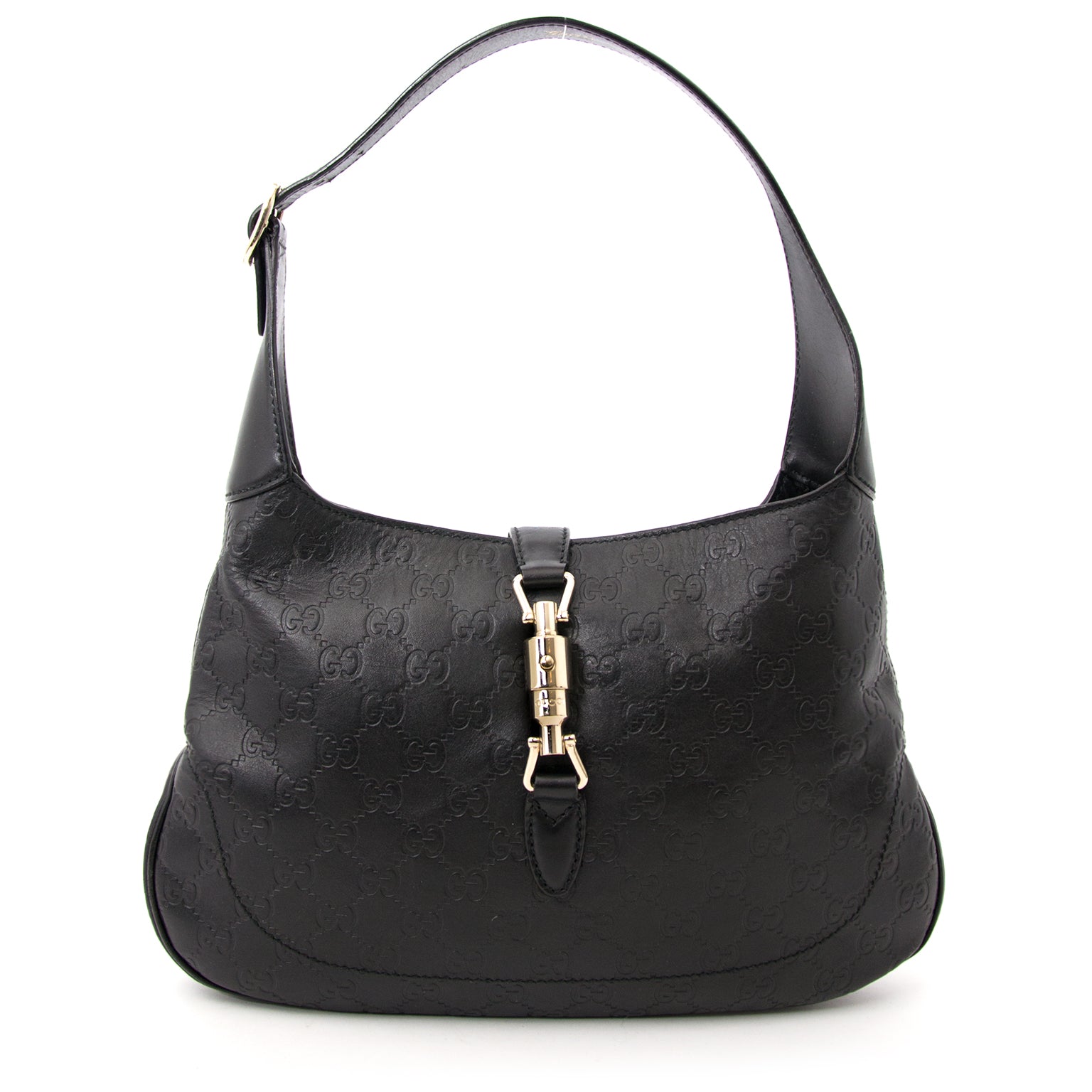 shop safe online secondhand designer luxury Gucci Black Jackie Leather Shoulder Bag