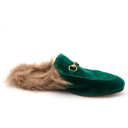 Buy your authentic Gucci Emerald Velvet Fur Lined Princetown Mules