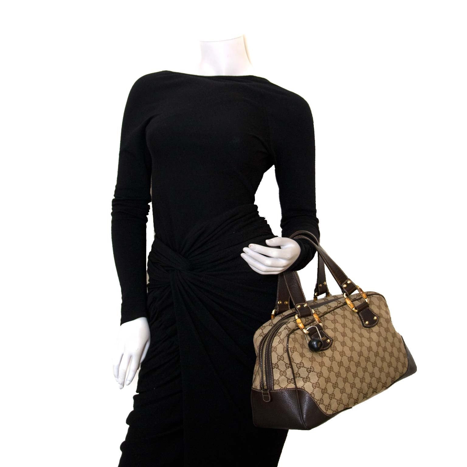 Gucci Guccissima Brown Bamboo Shoulder Bag for sale online