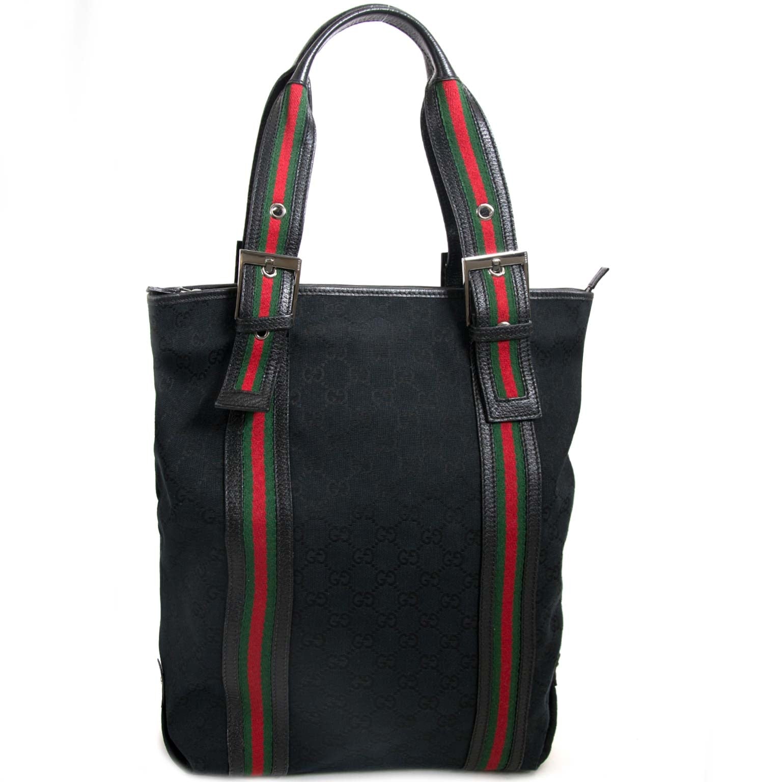 Gucci Black Monogram Fabric Webb Shopper Tote