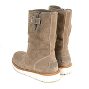 koop veilig online tweedehands Gucci Taupe Suede Monogram Boots - size 39