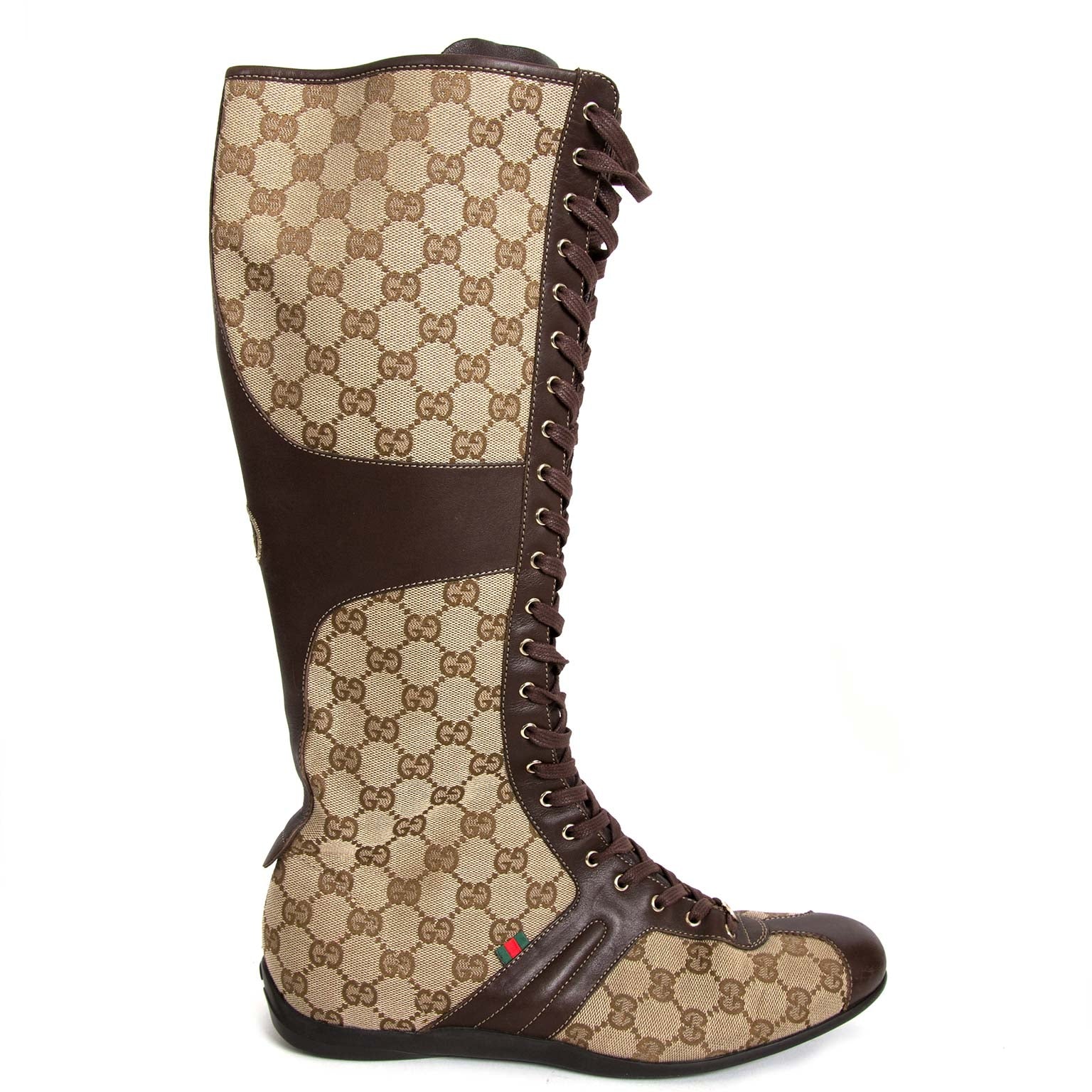 gucci monogram lace-up boots now for sale at labellov vintage fashion webshop belgium